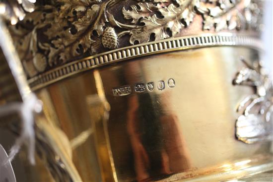A handsome George III silver gilt two handled presentation pedestal trophy cup and cover by William Elliot, 93.5 oz.